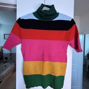 JODIFL Colorful Striped Turtleneck Sweater